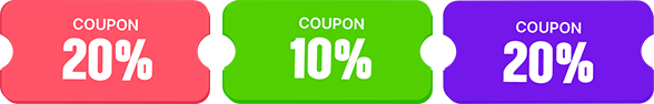 coupon 20% / coupon 10% / coupon 20%