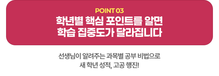 Point 03. �г⺰ �ٽ� ����Ʈ�� �˸� �н� ���ߵ��� �޶����ϴ� - �������� �˷��ִ� ���� ���� ������� �� �г� ����, ���� ����!